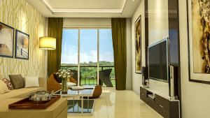 View of the interiors of the living room at Tridentia Panache